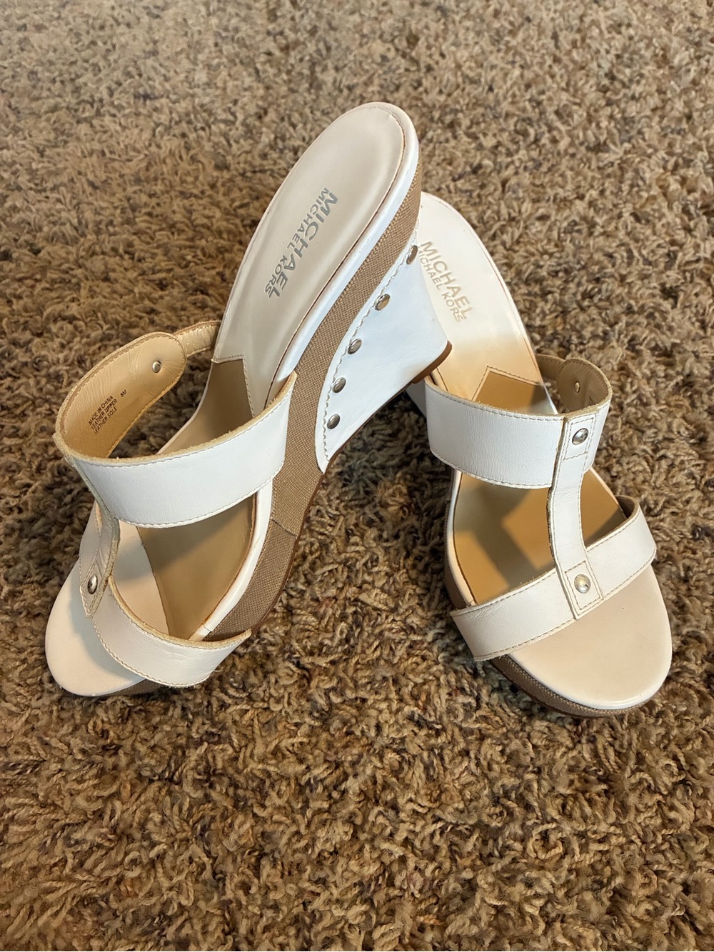 Michael Kors Cream Platform Wedge Sandals